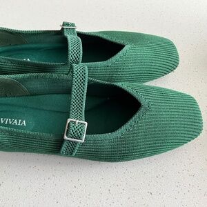 NWOT/B Vivaia Square-Toe Mary-Jane Margot Shoes-Forest Green